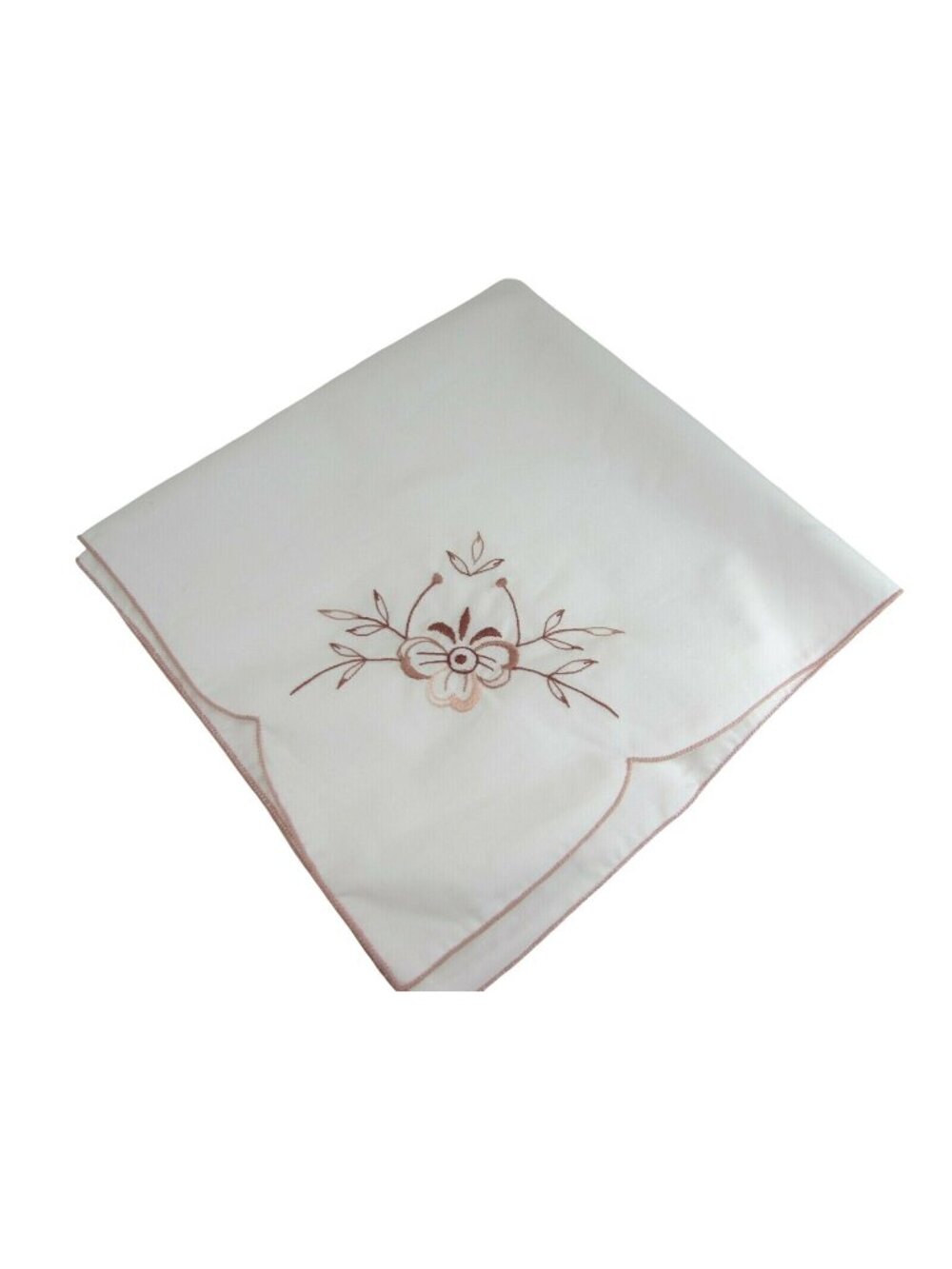 4 Vintage Embroidered Cotton Blend Napkins Pink White 52151